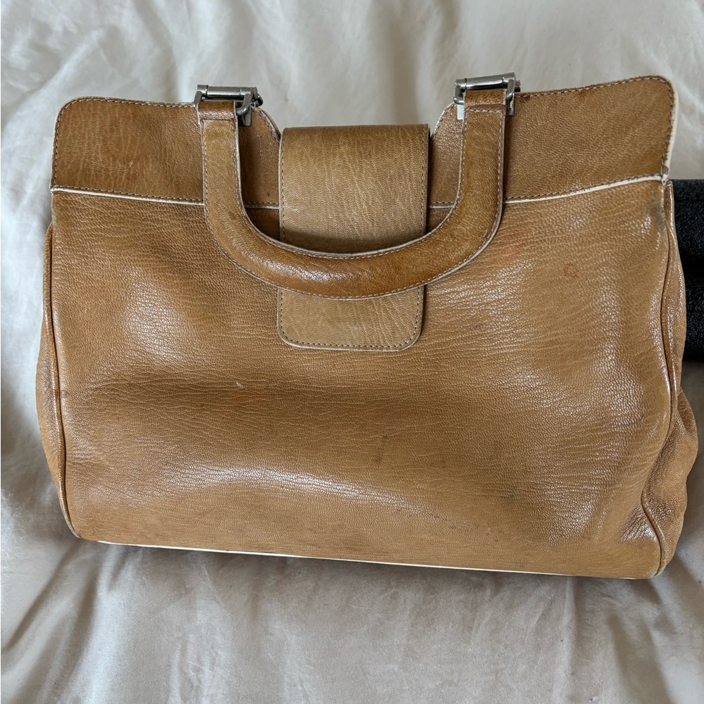 Vintage Giorgio Armani Tan Leather Handbag